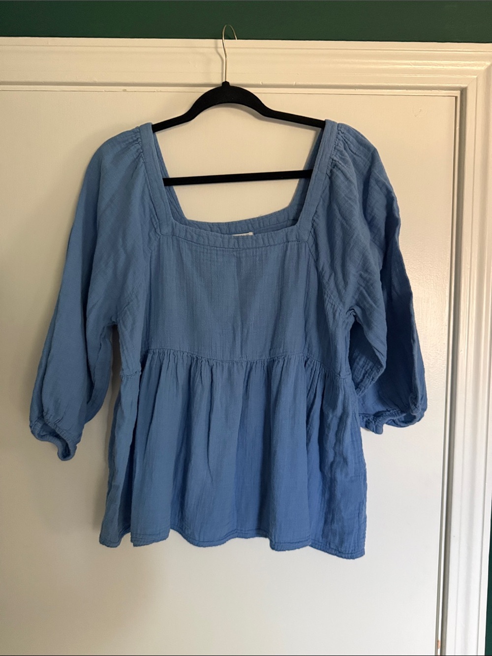Mud Pie Powder Blue Square Neck Peasant Tunic